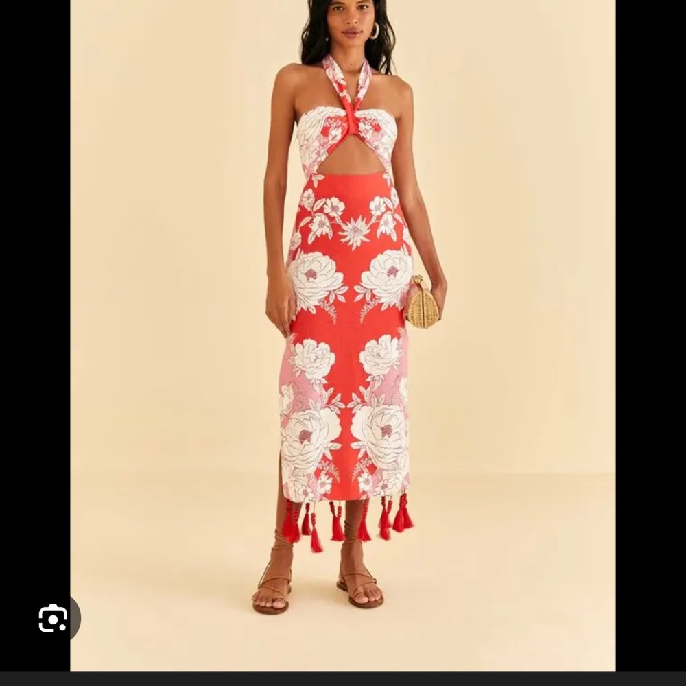 Farm Rio Soft Garden Halter Midi Dress